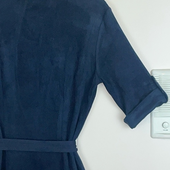 J. McLaughlin Women’s Haarlem Shirt Dress Faux Suede Solid Navy Blue Size M NWT - Picture 9 of 14